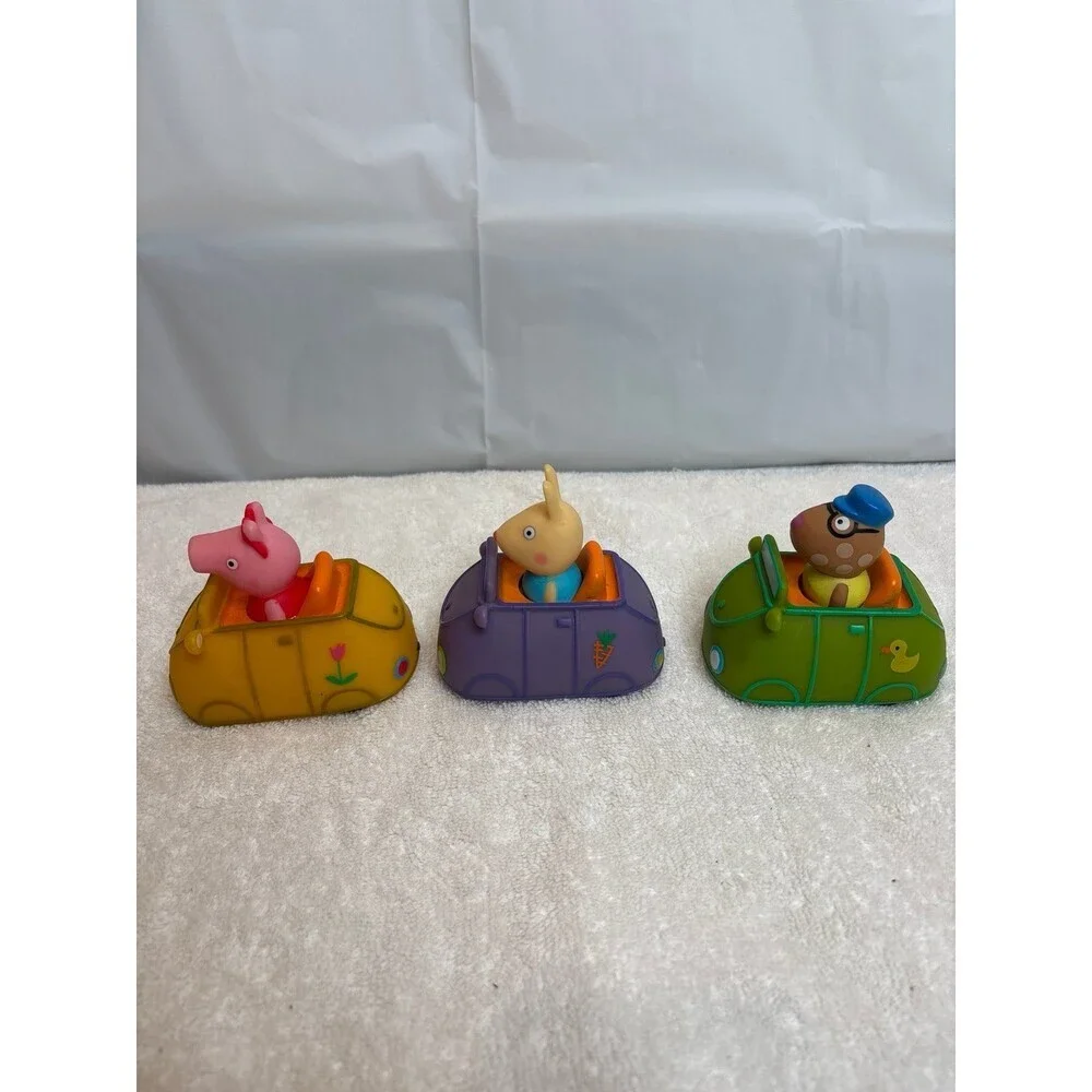 Peppa Pig Toy Lot – 3 Push-Along Vehicles & 3 Figures – Preschool Play Set